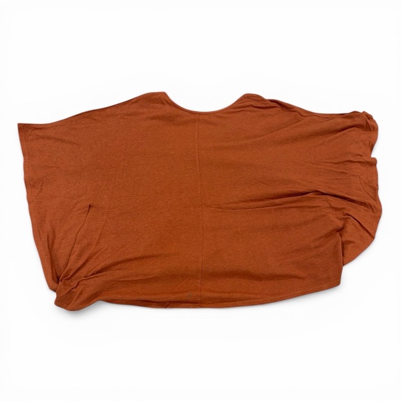 Democracy Blouse Womens Large Rust Orange V Neck Sparkly Flowy Rayon Linen - Picture 2 of 7